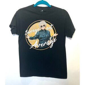 The Golden Girls Sophia Savage Not Average Tee Small Black Distressed Cuffs Neck